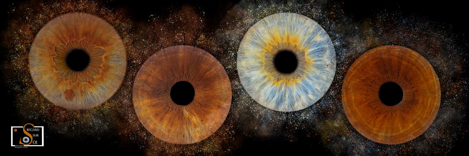 Photo iris quatuor panoramique avec effet poussière étoile